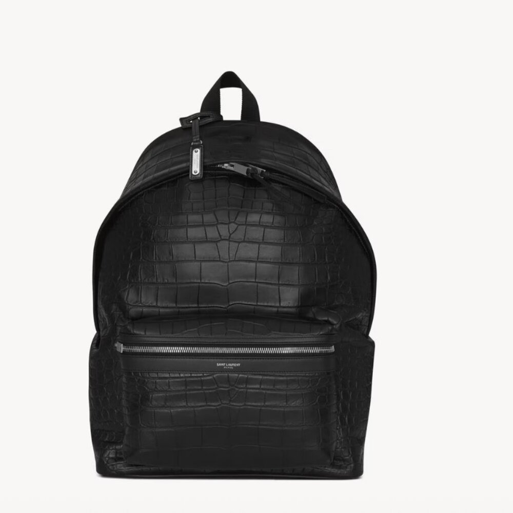 Saint Laurent - city backpack in crocodile-embossed leather